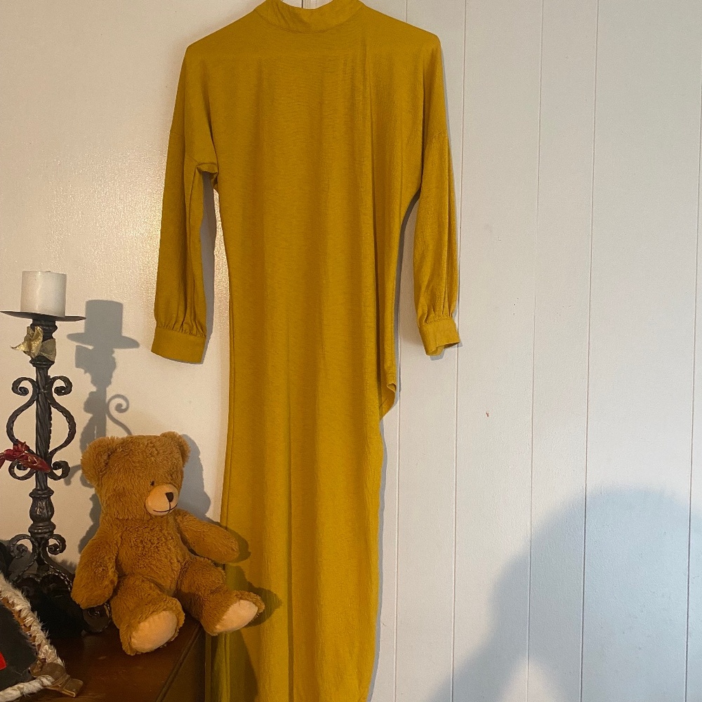 Ashley Stewart Gold High Neck, High Split Dress